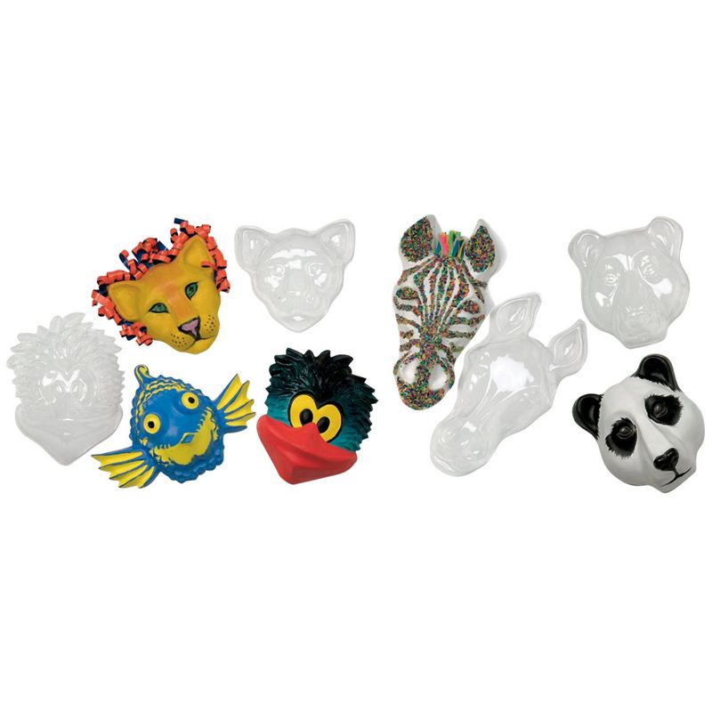 Roylco Make-A-Mask Animal Masks, Plastic, 8 x 6-1/2 x 2-1/2 Inches, Clear, Set of 5, 1 of 2
