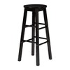 PJ Wood Classic Round-Seat 24" Tall Kitchen Counter Stools for Homes, Dining Spaces, and Bars with Backless Seats, Square Legs, Black (8 Pack) - image 3 of 4