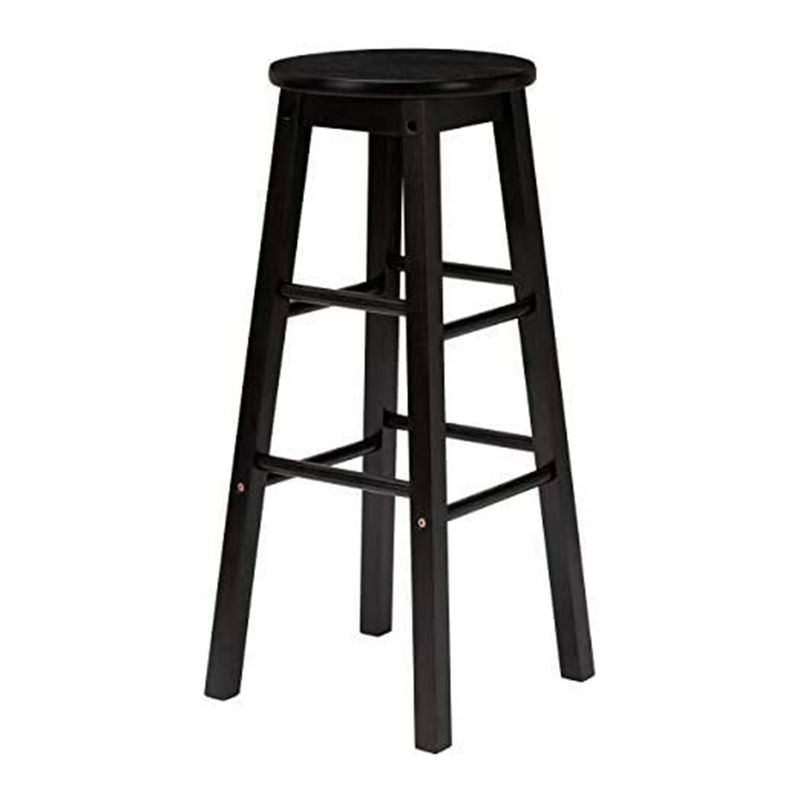 PJ Wood Classic Round-Seat 24" Tall Kitchen Counter Stools for Homes, Dining Spaces, and Bars with Backless Seats, Square Legs, Black (8 Pack), 3 of 7