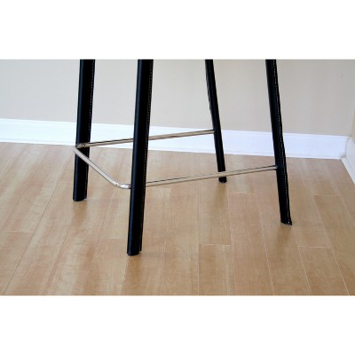 Black Leather and Wood Counter Height Stool Set