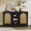 NicBex Sideboard Buffet Cabinet Classic Storage Cabinet with 2 Arched Rattan Doors Cabinet with Open Shelves Kitchen Pantry for Dining Room - 2 of 4