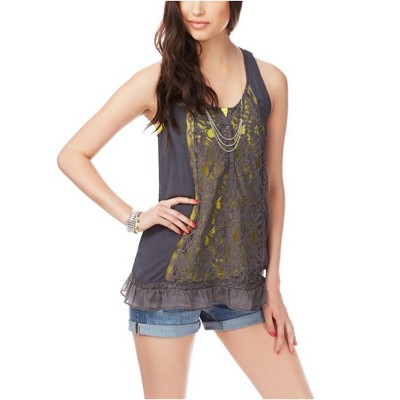 Aeropostale Womens Lace Placket Racerback Henley Shirt