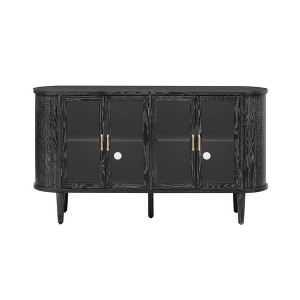 Luxystar Farmhouse Sideboard Cabinet with Storage, Wood Buffet Cabinet with Glass Doors and Adjustable Shelves for Dining and Living Room, Black - 1 of 4