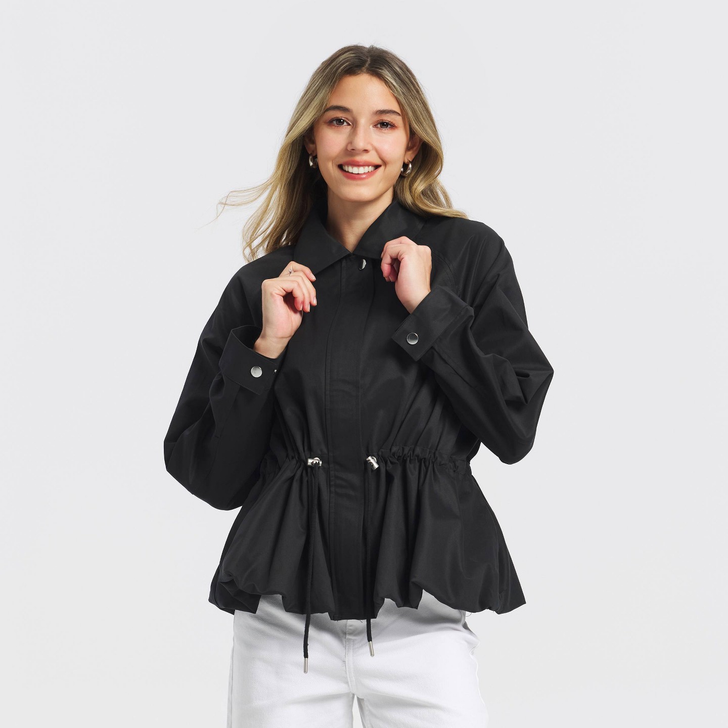 Женская куртка A New Day Long Sleeve Zip-Up Bubble, цвет: Чёрный — фото 1