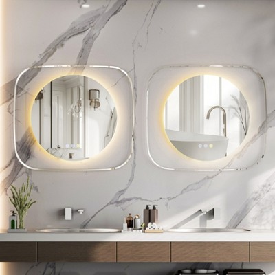 ARTLOGE Modern 31.5in 3 Color LED Bathroom Mirror W/ Backlit Clear Glass Frame Defog Dimmable HD