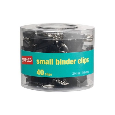 Staples Small Metal Binder Clips Black 3/4" Size with 3/8" Capacity 831594