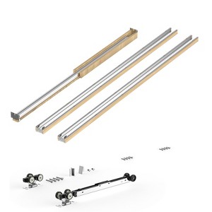 VEVOR Pocket Door Frame Kit, for 24-36 in Wide 80 in High Door, Pocket Door Kit with Two-Way Soft Close Mechanism, Slide Smoothly Quietly, Brown - 1 of 4