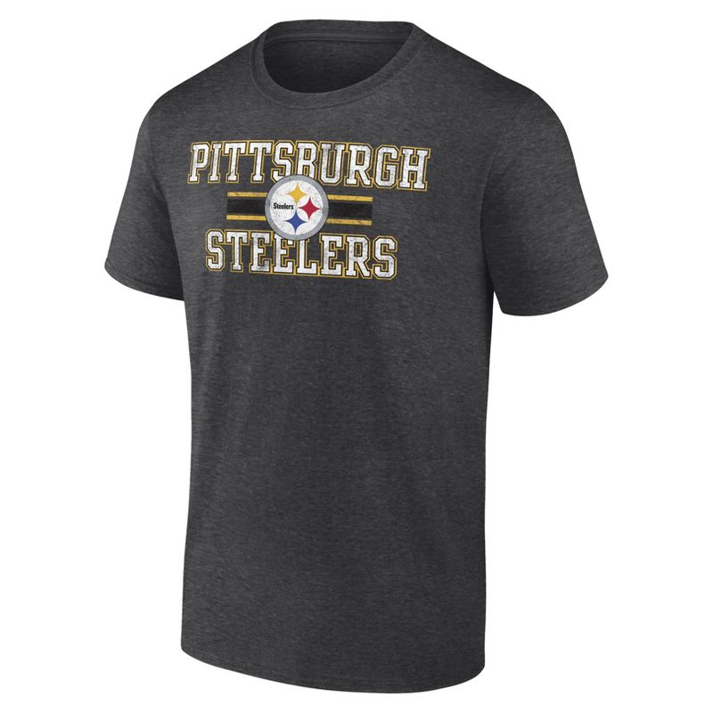 NFL Pittsburgh Steelers Men&#39;s Team Striping Gray Short Sleeve Bi-Blend T-Shirt, 2 of 4
