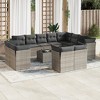 vidaXL 13 Piece Patio Sofa Set with Cushions Gray Poly Rattan - With Table - 2 of 4