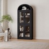 CuisinSmart 72in Tall Arched Bookshelf, Modern Farmhouse Bookcase with 4 Glass/Wood Doors & Open Shelf, Freestanding Display Cabinet Organizer - 3 of 4