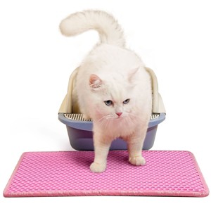 SEVOBAL Litter Box Mat with Double Layers Urine-Proof Non-Slip Litter Trapping Mat Easy Clean Kitty Litter Scatter Control, Pink, 54"*36"*1.5" - 1 of 4