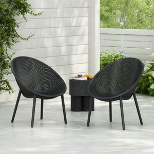 Coolbibila-Patio Chair Set Of 2, Patio Chair Made Of High-Quality Polypropylene, Armless Chairs For Outdoor With Modern Design - 1 of 4