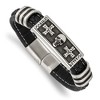 Chisel Stainless Steel Antiqued and Enameled Skull with Crosses Black Braided Faux Leather 8.5" Bracelet - 2 of 4