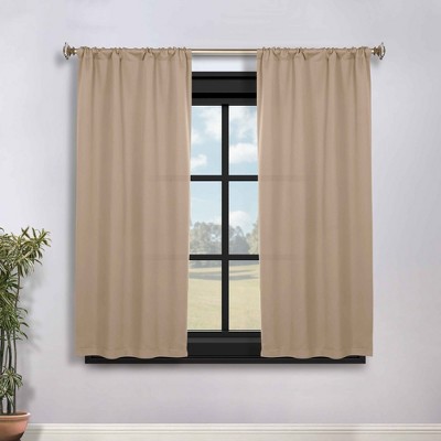 Classic Modern Solid Room Darkening Semi-Blackout Curtains, Rod Pocket, Set of 2 by Blue Nile Mills