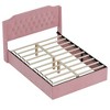 Queen Size Tufted Upholstered Bed Frame w/Crystal Button Accents, Bed Frame with Wingback Headboard & Under-Bed Storage Space, No Box Spring Needed - 2 of 4