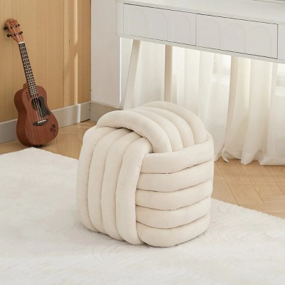 Modern Chenille Fabric Vanity Stool,Square Ottoman,Ottoman Upholstered,Ottoman Footstool,Shoe Changing Bench-Cuddlewood