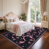 Floral Rugs for Living Room Bedroom Washable Bow Pattern Area Rug Non Slip Low Pile Indoor Home Decor Carpet - 4 of 4