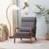 Karl Home High Back Solid Wood Armrest Backrest Iron Frame Linen Indoor Leisure Chair - 2 of 3