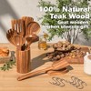 Itopfox Natural Teak Kitchen Cooking Utensil Set with Holder, Wooden Spoons for Cooking, 10PCS Cooking Spatulas Set with Spoon Rest, Wooden Utensil - 3 of 4
