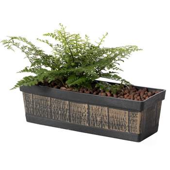 Gardenised Outdoor and Indoor Rectangle Trough Plastic Planter Box, Vegetables or Flower Planting Pot, Brown
