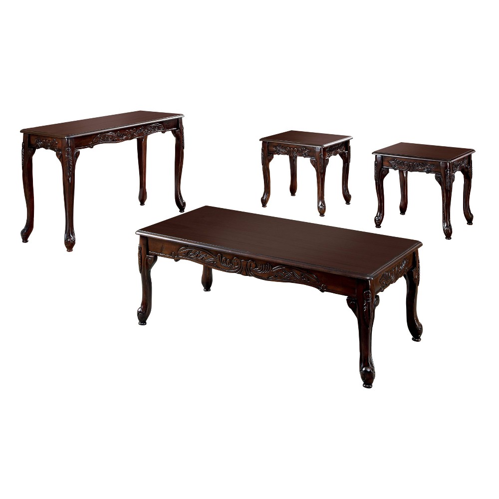 4pc Jennifer Cabriole Legs Coffee, Sofa, and End Table Set Dark Cherry - HOMES: Inside + Out