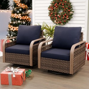 EAGLE PEAK Rocking Chair, Swivel Rocker, Rattan Patio Furniture, 2 Chairs - 1 of 4