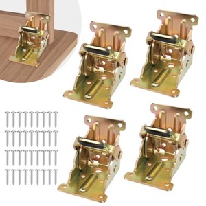Aoibox Folding Brackets 4 Pack Gold Steel Heavy Duty Self-Lock Hinges with Screws for Table Bed Legs DIY Support - 1 of 4