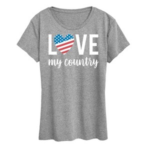 Women's - Instant Message - Love My Country Short Sleeve Graphic T-Shirt - 1 of 4