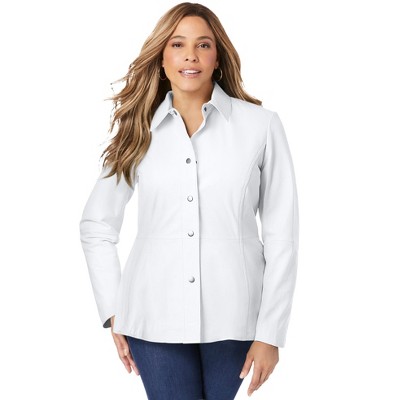 Jessica London Women's Plus Size Leather Peplum Jacket