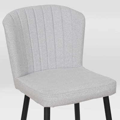 Jasper Light Gray Upholstered Channel Tufted Barstools with Metal Legs - Set of 2