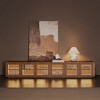 POVISON 95" Mid-Century Modern Wood Slatted TV Stand with LED lights, LED TV Stand, Walnut Color TV Console - 2 of 4