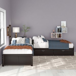 Dolonm L-Shaped Twin Platform Bed with Trundle - 1 of 4