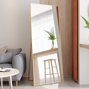 CAVINAS 59"x16" Rectangle Full Length Mirror,Leaning Floor Full Body Mirror with Metal Frame,Wall Mounted Mirror for Cloakroom - 1 of 4