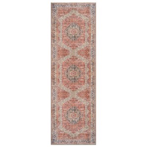 World Rug Gallery Valora Red Vintage Medallion Washable Low-Pile Indoor Area Rug with Non-Slip Backing - 1 of 4