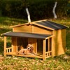 PexFix 47.2" Large Wooden Dog House With Porch Solid Wood Outdoor & Indoor Dog Crate Cabin Style 2 Doors Brown - 2 of 4