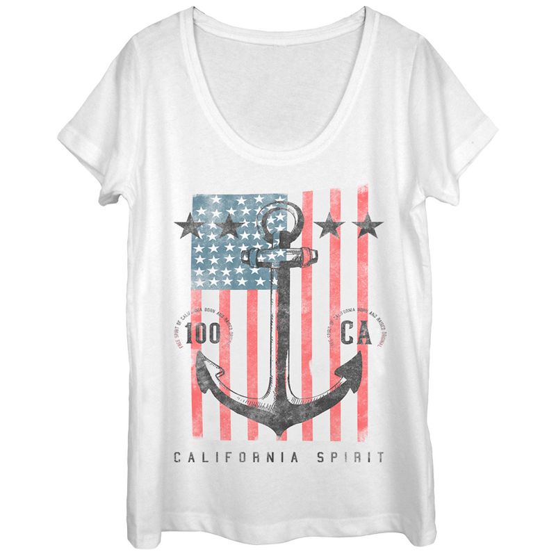 Women's Lost Gods Fourth of July  Anchor American Flag Scoop Neck, 1 of 4