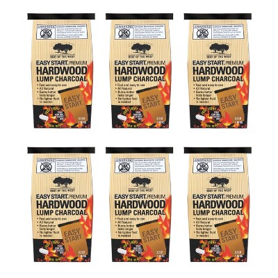 Easy Start Bag Light All Natural Hardwood Lump Charcoal for Barbecue Grilling, 3.2 Pound Bag (6 Pack)