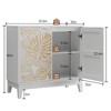 PDTEND 31.5" Carved Wood Decorative Storage Cabinet with Adjustable Shelves and Double Doors, White - 3 of 4
