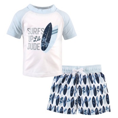 Hudson Baby Infant Boy Swim Rashguard Set, Surfs Up : Target