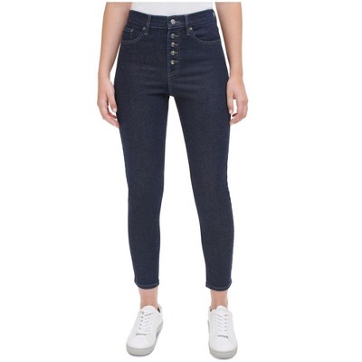 Calvin Klein Womens Exposed Button Fly Skinny Fit Jeans