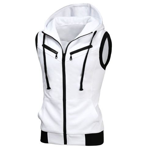 Lars Amadeus Men's Sleeveless Regular Fit Zipper Drawstring Hooded Vest ...