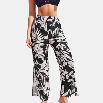 Women's Tropical Drawstring Straight Leg Pants - Cupshe