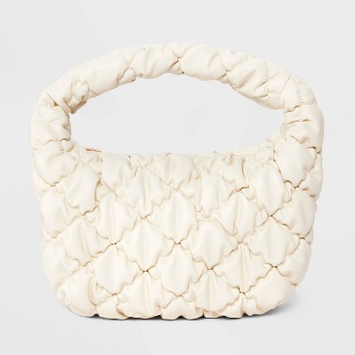 Bubble Quilted Clutch Handbag - A New Day™ Cream: Zip Closure, Single Handle, 11"x7"x3.5"