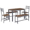 5 Piece Dining Table Set, Kitchen Table with 2 Chairs and 2 Benches, Kitchen Dining Table Set for 6, Breakfast Table for Living Room Restaurant - 3 of 4