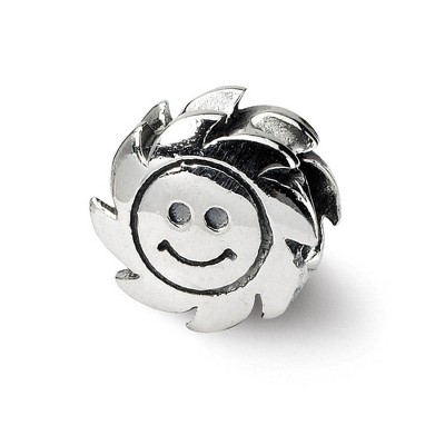 Black Bow Jewelry Sterling Silver Happy Face Sun Bead Charm