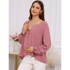 INSPIRE CHIC Womens Maternity High Low Tops Lantern Sleeve Boho Babydoll Ruffled Flowy Long Sleeve Pregnancy Blouse - 3 of 4
