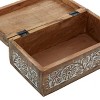 Set of 3 Mango Wood Carved Floral Boxes - Olivia & May: Coastal Style with Lids, Indoor Use, Non-Slip Base - 4 of 4