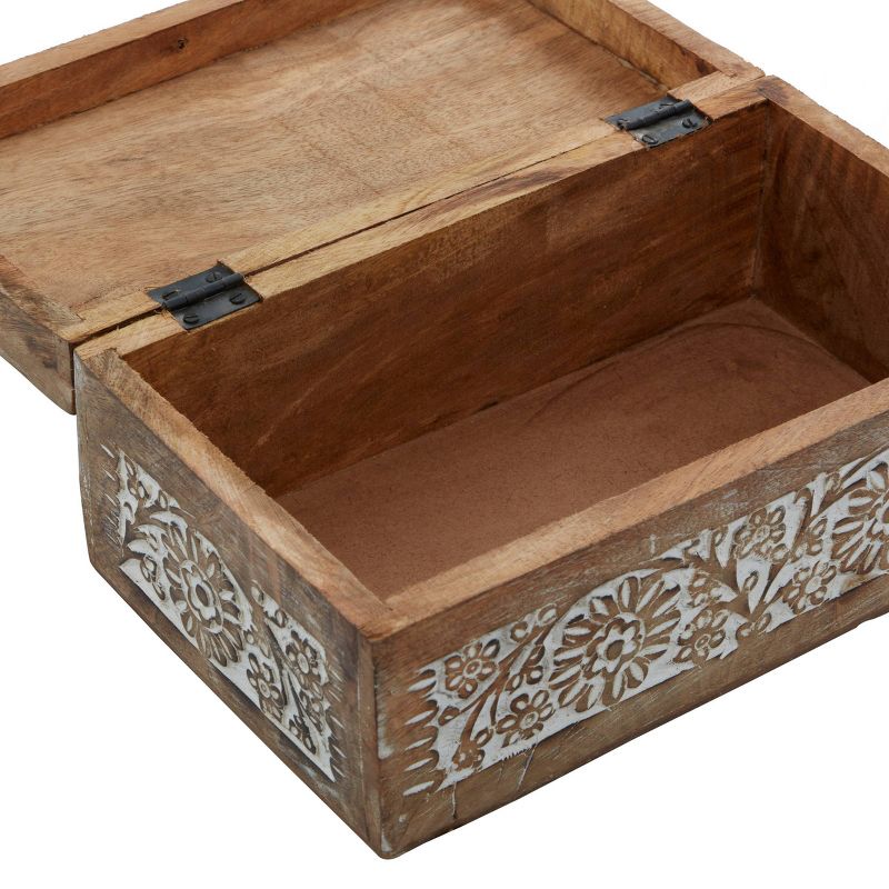Set of 3 Mango Wood Carved Floral Boxes - Olivia &#38; May, 5 of 11