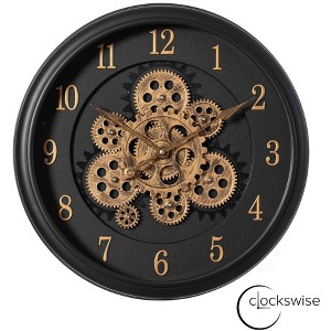 Clockswise 16'' Industrial Rotating Gear Wall Clock Steampunk Aesthetic Vintage Design Rustic Mechanical Charm Living Room Home Office Entryway Décor - 1 of 4