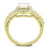 Slickblue Gold CZ Halo Engagement Ring – Square-Cut Center, Pave Band, Polished Finish, Women’s Sizes 5-10 - 2 of 4